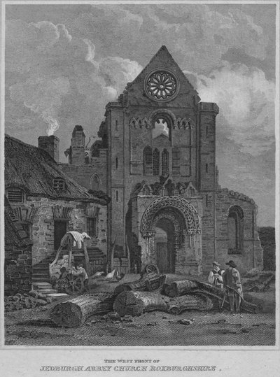 Die Westfassade der Jedburgh Abbey Church, Roxburghshire von John Greig