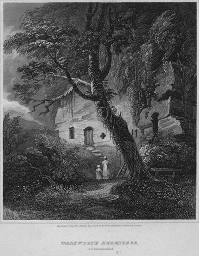 Warkworth-Einsiedelei, Northumberland, 1814 von John Greig