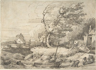 Das Anlanden eines Fischerbootes im Sturm von John Hamilton Mortimer