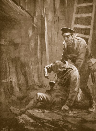 Private T. Doswell rettet einen Offizier aus einer Mine, in der er bewusstlos lag von John Harris Valda