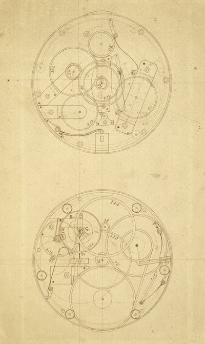 Die Bewegung von H.4, einem Längenuhrwerk entworfen und gezeichnet von John Harrison, ca. 1760-72 von John Harrison