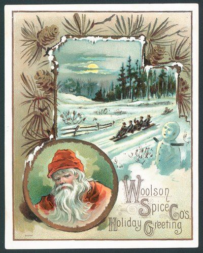 Weihnachtskarte der Woolson Spice Company von John Henry Bufford
