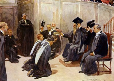 Verleihung von Abschlüssen im Sheldonian Theatre, Oxford (Farblithografie) von John Henry Frederick (after) Bacon