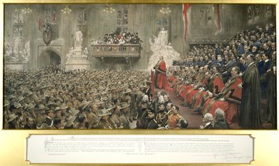 Die City Imperial Volunteers in der Guildhall, London, 1900 von John Henry Frederick Bacon