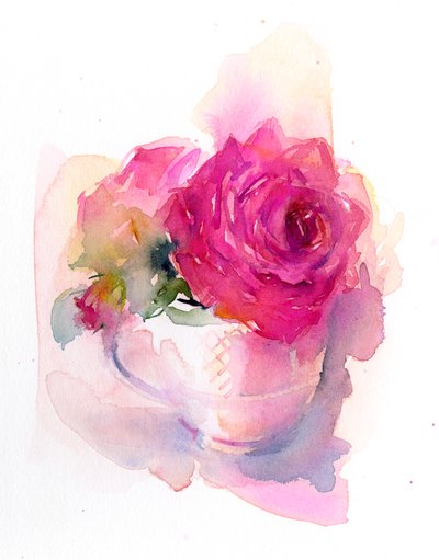 Rose in Teetasse von John Keeling