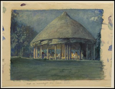 Hütte im Mondlicht, Iva, Savaii, Oktober 1890, 1890 von John La Farge or Lafarge