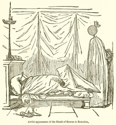 Schrecklicher Auftritt des Schattens von Remus zu Romulus von John Leech