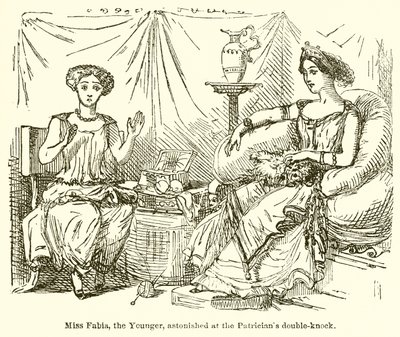 Miss Fabia, die Jüngere, erstaunt über das Doppelschlagen des Patriziers von John Leech