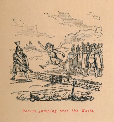 Remus springt über die Mauern, 1852 von John Leech