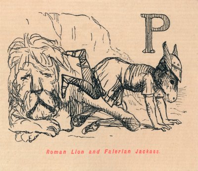 Römischer Löwe und Falerianischer Esel, 1852 von John Leech
