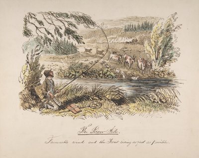 Der Flussufer, günstiger Wind und die Forelle steigt so schnell wie möglich, 1830-64 von John Leech