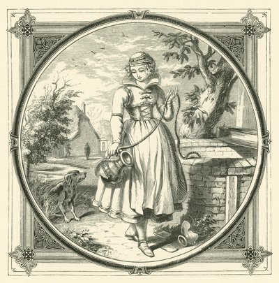 Der Topf geht so lange zum Wasser, bis er schließlich zerbrochen nach Hause kommt (Stich) von John Leighton