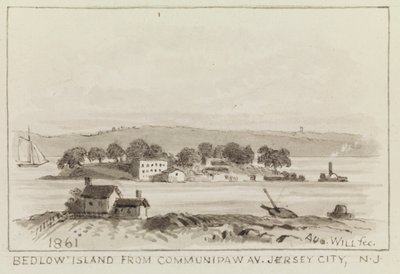 Bedlow Island von Communipaw Av., Jersey City, N.J., 1861 von John M. August Will