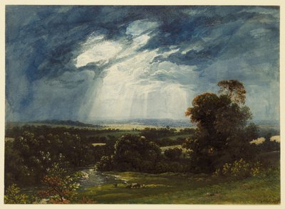 Landschaft mit weidendem Vieh im Vordergrund von John Martin