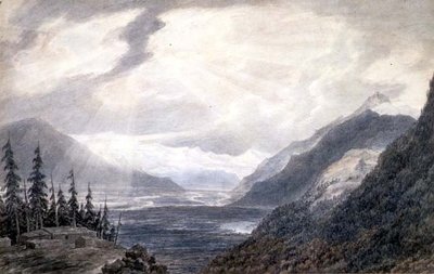 Pays de Valais, in der Nähe des Genfersees, um 1776 von John Robert Cozens