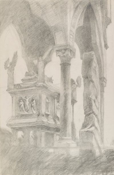 Studie des Grabmals von Mastino II della Scala in Verona, ca. 1869 von John Ruskin