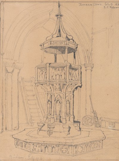 Taufbecken in der Kirche von Binham, Norfolk von John Sell Cotman