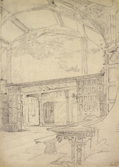 Innenansicht der Großen Halle, Little Moreton Hall, Cheshire von John Sell Cotman