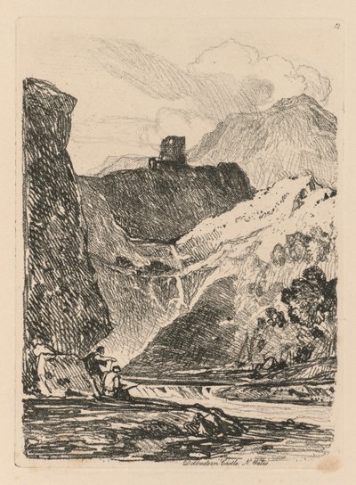 Liber Studiorum: Platte 12, Dolbadern Castle, Llanberris Lake, Nordwales, 1838 von John Sell Cotman