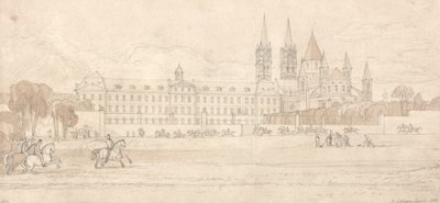 Militärschule und Abteikirche St. Stephan in Caen von John Sell Cotman