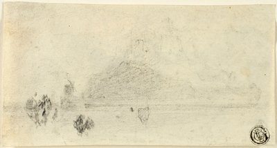 Skizze von Mont Saint Michel (recto); Gebäude am Wasser (verso) von John Sell Cotman
