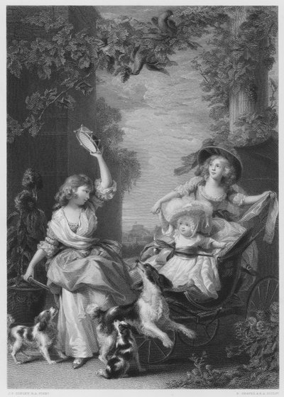 Die königlichen Prinzessinnen, Kinder von George III., nach dem Bild in der königlichen Sammlung (Gravur) von John Singleton (after) Copley