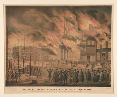 Das große Feuer der Stadt New York, 16. Dezember 1835 von John T. Bowen