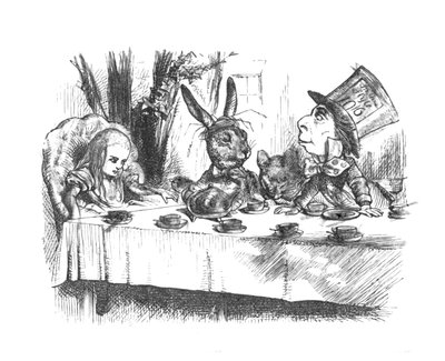 Alice bei der Teeparty des verrückten Hutmachers, 1889 von John Tenniel