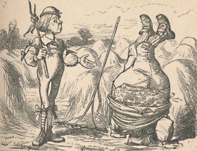 Der Jugendliche spricht mit seinem Vater, der einen Handstand macht, 1889 von John Tenniel