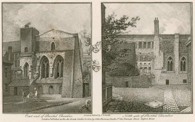 Ostseite (links) und Nordseite (rechts) der Painted Chamber, Westminster Palace von John Thomas Smith