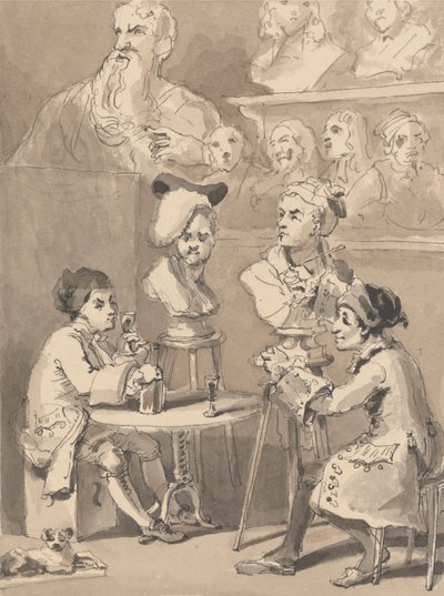 Hogarth sitzt Roubiliac für seine Büste von John Thomas Smith