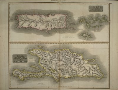 Porto Rico und Jungferninseln: Haiti, Hispaniola oder St. Domingo, 1817 (handkolorierte Gravur) von John Thomson
