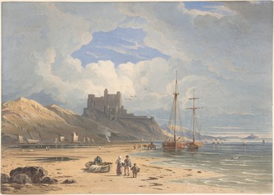 Bamborough Castle von Nordosten, mit Holy Island in der Ferne, Northumberland von John Varley
