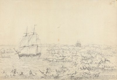 Die Resolution durchbricht das Eis, mit der Discovery in größter Gefahr in der Ferne von John Webber
