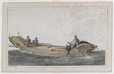 Zwei kleine Boote, mit drei Figuren in einem und zwei im anderen von John Webber