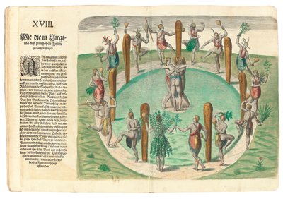 Tanzende Ureinwohner, 1590 von John White