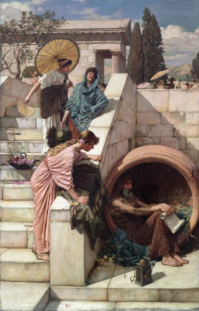 Diogenes in seinem Fass, ca. 1882 von John William Waterhouse