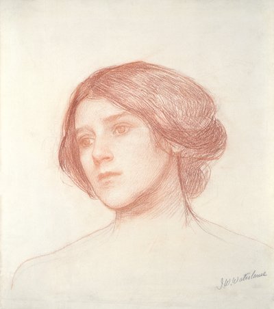 Kopf eines Mädchens von John William Waterhouse