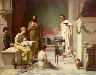 Der Besuch eines kranken Kindes im Tempel des Äskulap, 1877 von John William Waterhouse