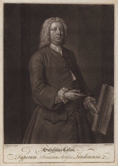 William Caslon, englischer Typograf (Mezzotinto) von John the younger Faber
