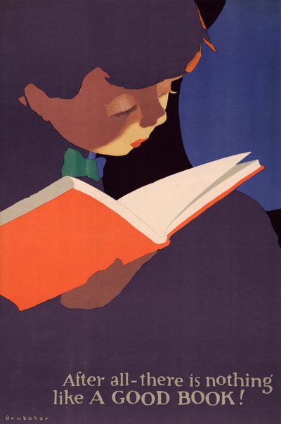 Plakat eines Jungen, der ein Buch liest von Jon O. Brubaker