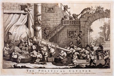 The Political Clyster, Druck von William Hogarth, 1757 von Jonathan Swift