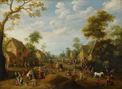 Ein Dorffest mit zahlreichen Bauern beim Feiern von Joost Cornelisz Droochsloot