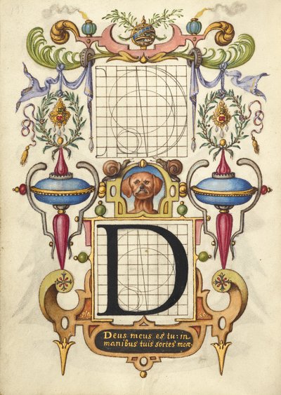 Anleitung zum Konstruieren des Buchstabens D von Joris Hoefnagel