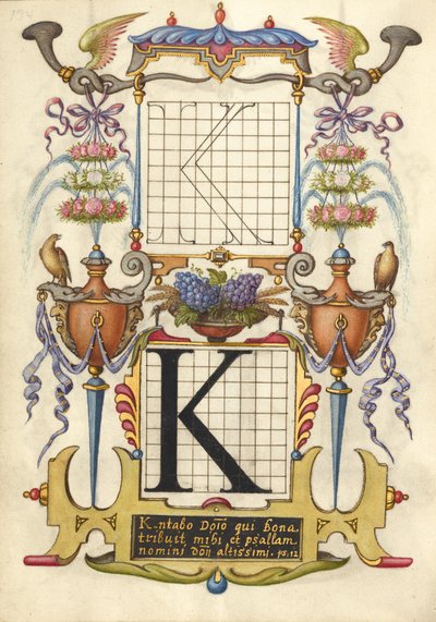 Anleitung zum Konstruieren des Buchstabens K von Joris Hoefnagel