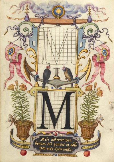 Anleitung zum Konstruieren des Buchstabens M von Joris Hoefnagel