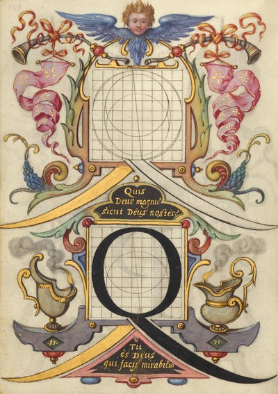 Anleitung zum Konstruieren des Buchstabens Q von Joris Hoefnagel