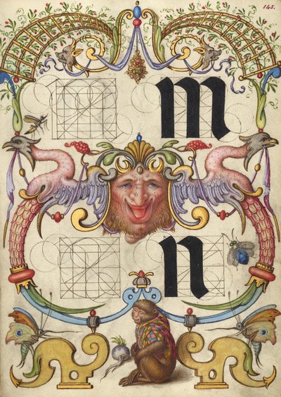 Anleitung zum Konstruieren der Buchstaben m und n von Joris Hoefnagel