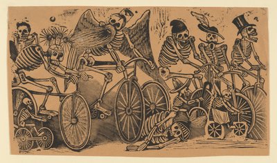 Skelette (Calaveras) auf Fahrrädern von José Guadalupe Posada