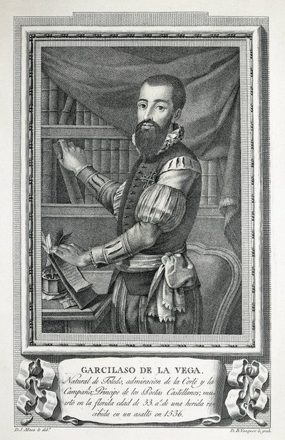 MAEA, Jose (1760-1826). Porträt von Garcilaso de la Vega. 1791. Zeichnung von Jose Maea, burin graviert von Bartolome Vazquez. Radierung. von Jose Maea